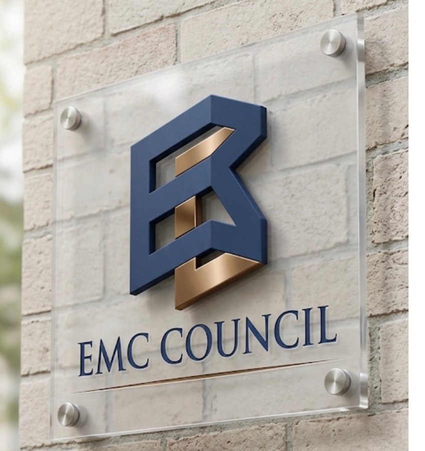EMC Council plaque at the entrance of the Milan office