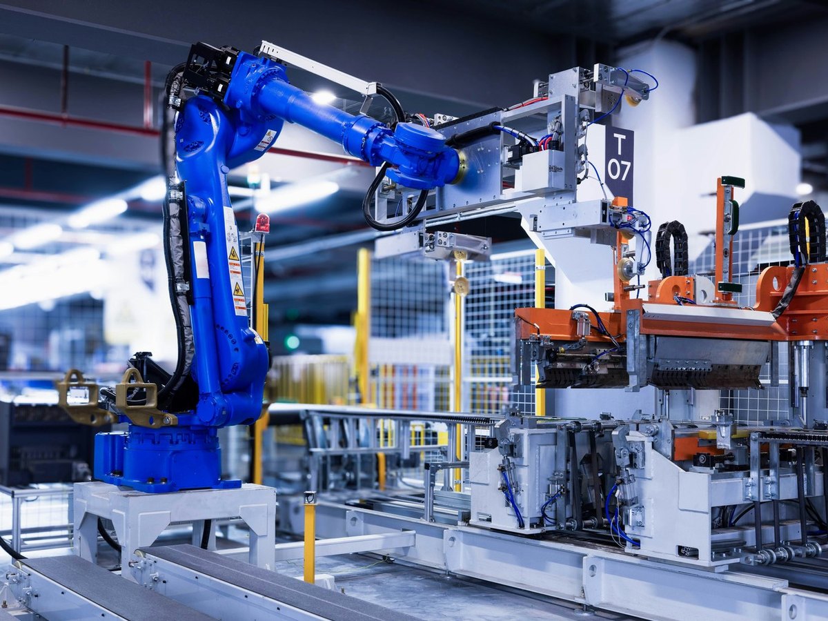 Industrial robots on an automated production line in China